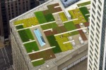 Commercial space landscape promotes roof greening of CBD building